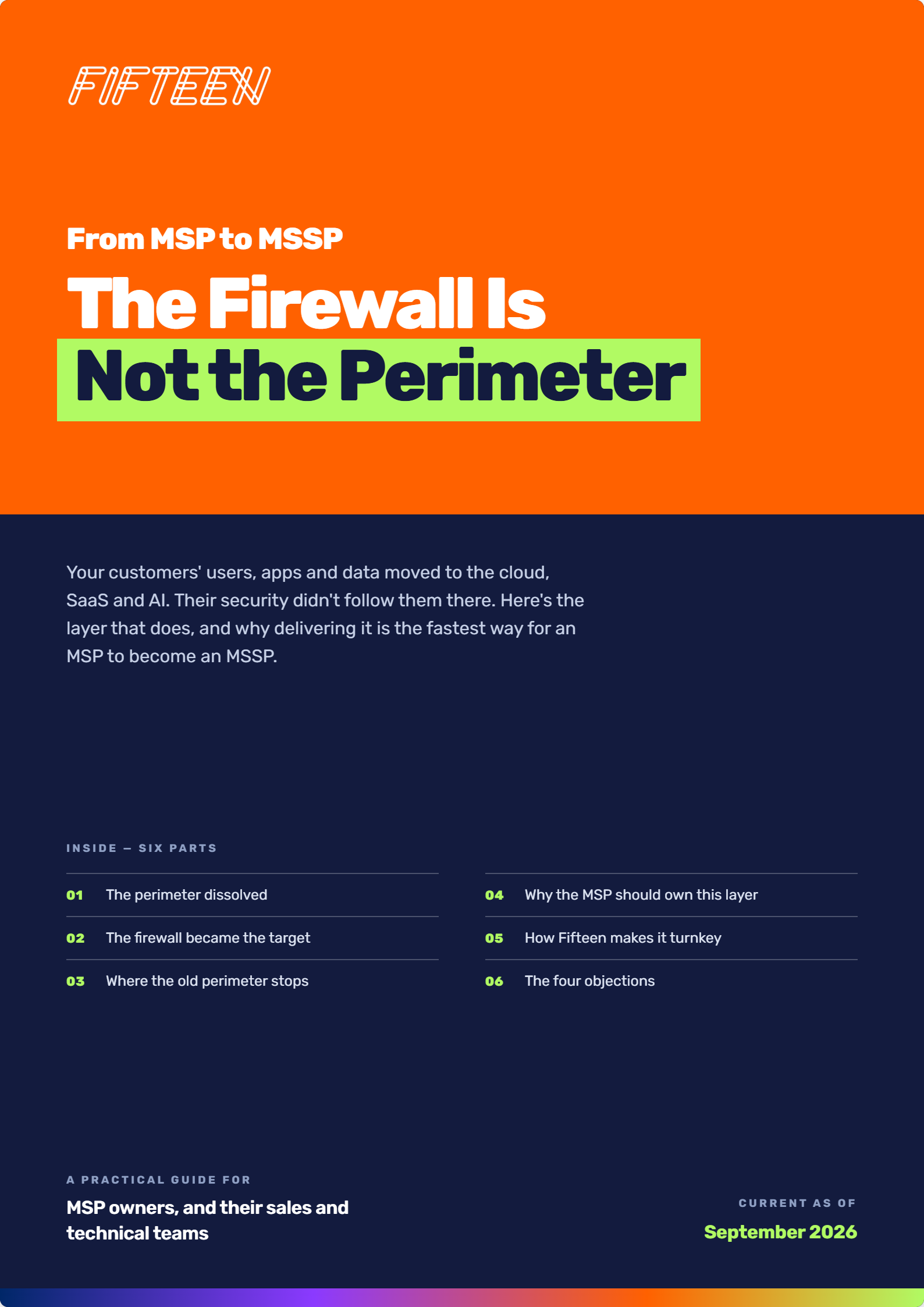 Cover of the Fifteen guide, The Firewall Is Not the Perimeter