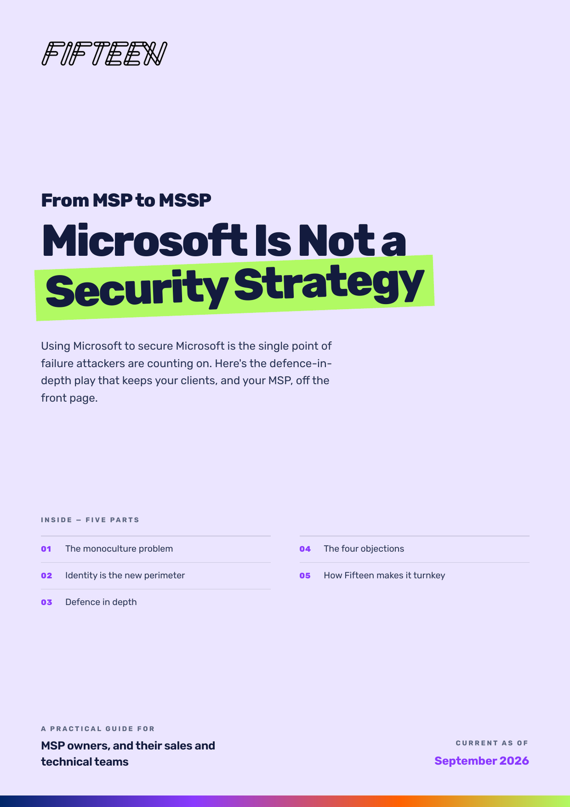 Covers of the Fifteen From MSP to MSSP guide series